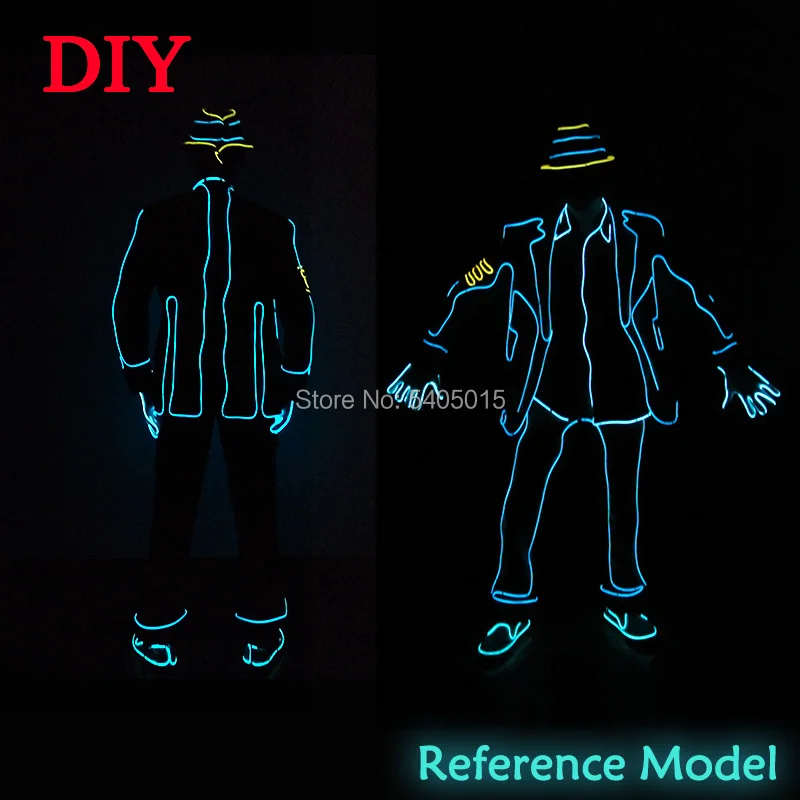 EL Suits New Fashion LED/EL Clothes Luminous Costumes Glow Dance Supplies Light Clothing Men For Holiday DIY Decoration Hot Sale