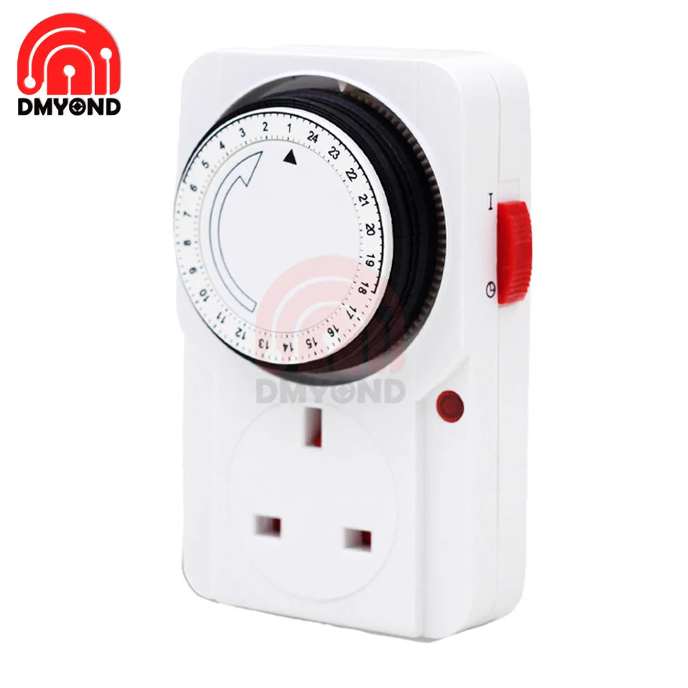 24 Hour Cyclic Timer Switch Kitchen Timer Outlet Loop Universal Timing Socket Mechanical Timer 230VAC 3500W 16A UK EU CN US Plug