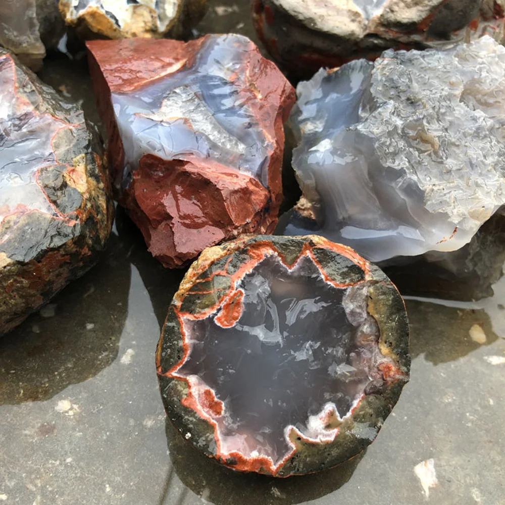 Natürlicher Achat, Originalstein, Heilkristalle, rohe Mineralien, Jade-Edelsteine, Ornamente, 500g – Detail 4