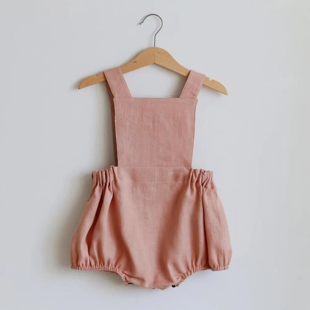 Newborn Baby Boys Girls Rompers Linen CottonSummer Autumn Sleeveless One-pieces Suspender Jumpsuits Baby Clothes Outfits