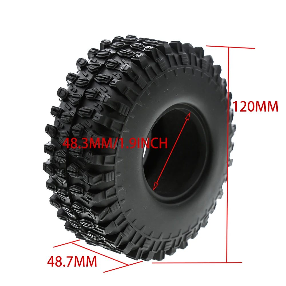 4pcs 1.9 inch Tire Rubber Wheel Tires  Tyre for 1:10 RC Rock Crawler TRX4 Bronco D90 D110 Axial scx10 90046 RC4WD CC01 TF2