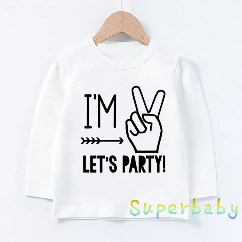 

Children I'm 1/2/3/4/5 Let's Party Print T shirt Baby Boys Girls Cartoon Funny Tops Kids Long Sleeve T-shirt,LKP5214