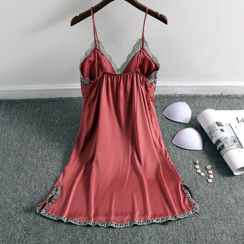 Nightgown Women Nightdress Sleepwear Lace Nightie Black Red Woman Dress Summer 2021 New Sexy Nightgowns 잠옷 Nuisette Robe Femme