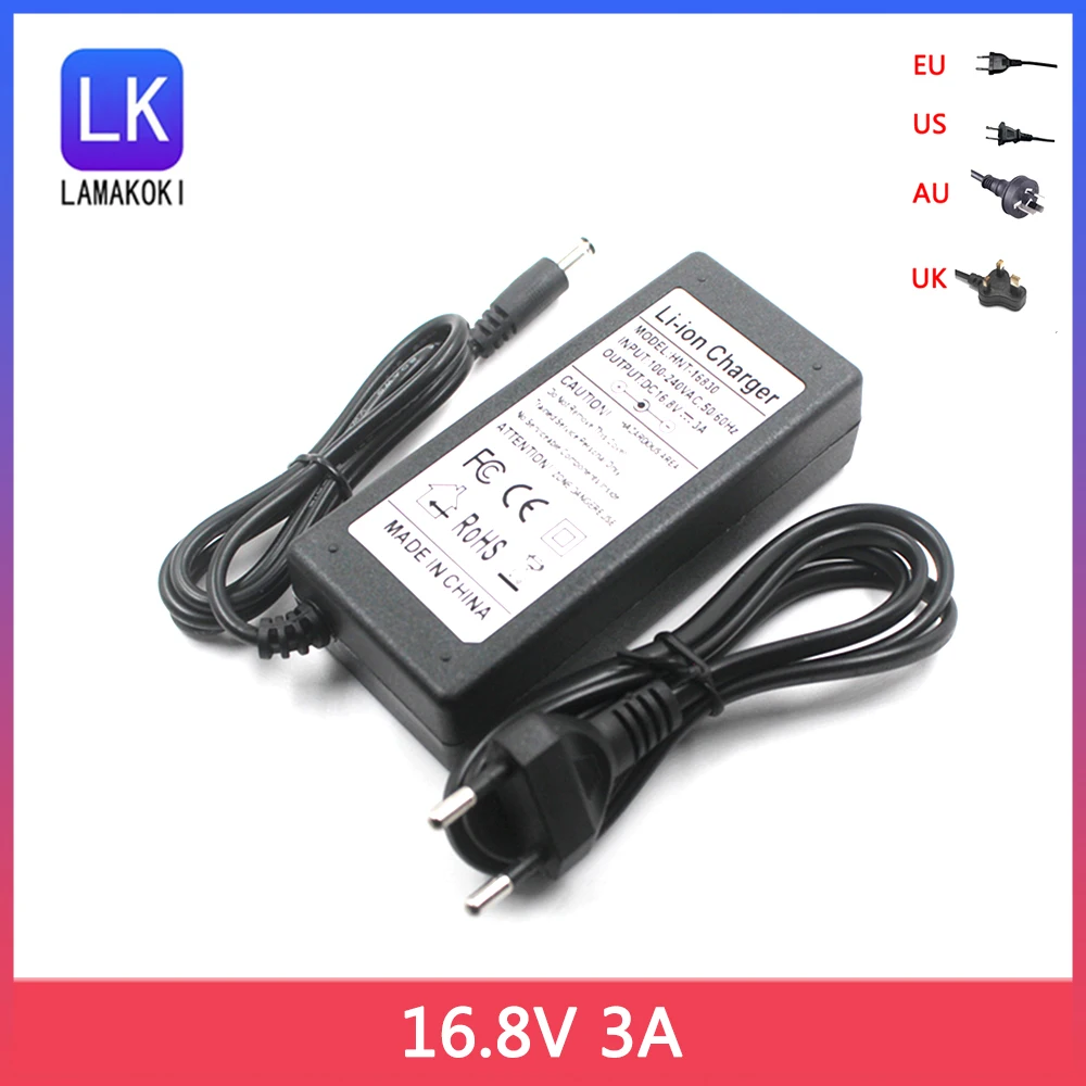 16.8V 3A 5.5MM*2.5MM lithium li-ion battery charger for 4 series 14.4V 14.8V lithium li-ion polymer battery pack good quality