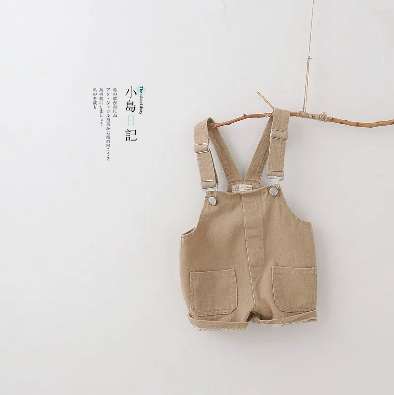 2024 Summer Autumn Kids Infant Clothes Girls Boys Strap Overalls Shorts Solid Children Jumpsuit Girl Outfit