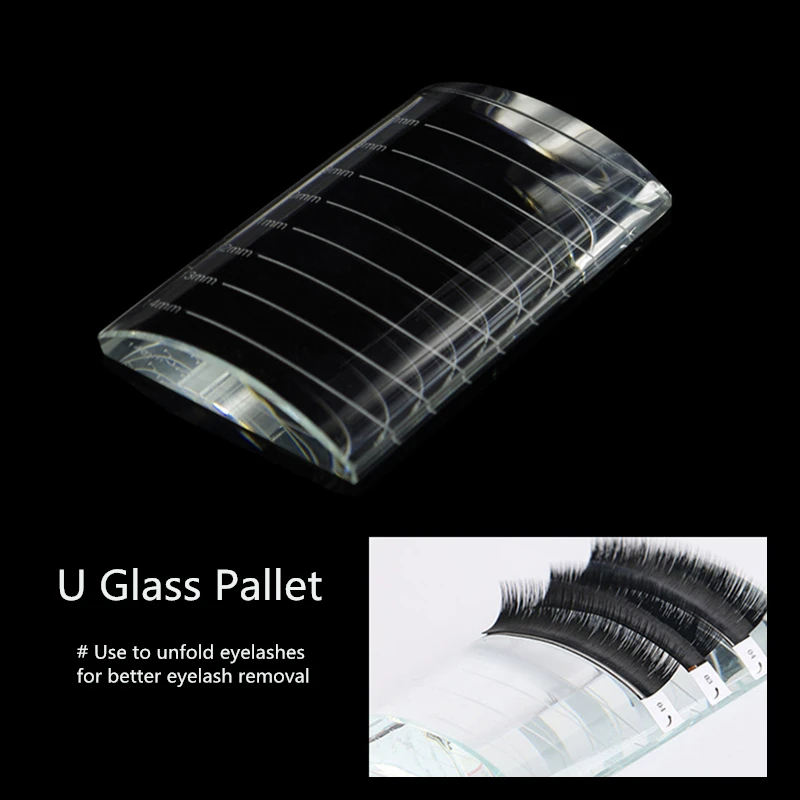 Eyelash Extension Strip Display Storage Pallet Stand Board Eyelashes Glue Crystal U Curved/Straight Glass Pallet Holders Makeup