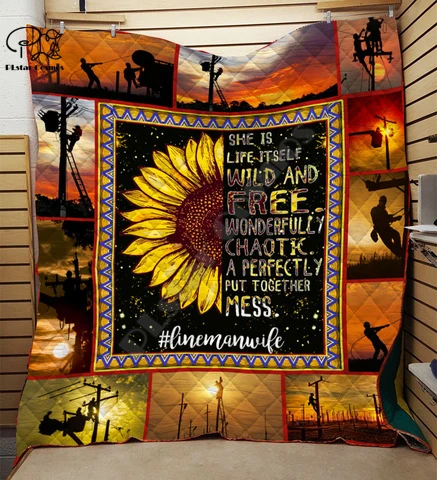 Firefighter rescue team electrician 3D Quilt Blanket Bedding Throw Soft Warm Thin Office Blanket With Cotton style-4