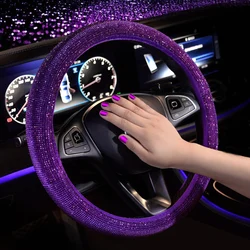 Luxury Crystal Purple Red Pink Car Steering Wheel Covers Women Girls Diamante Rhinestone Car Covered Steering-Wheel Accessories