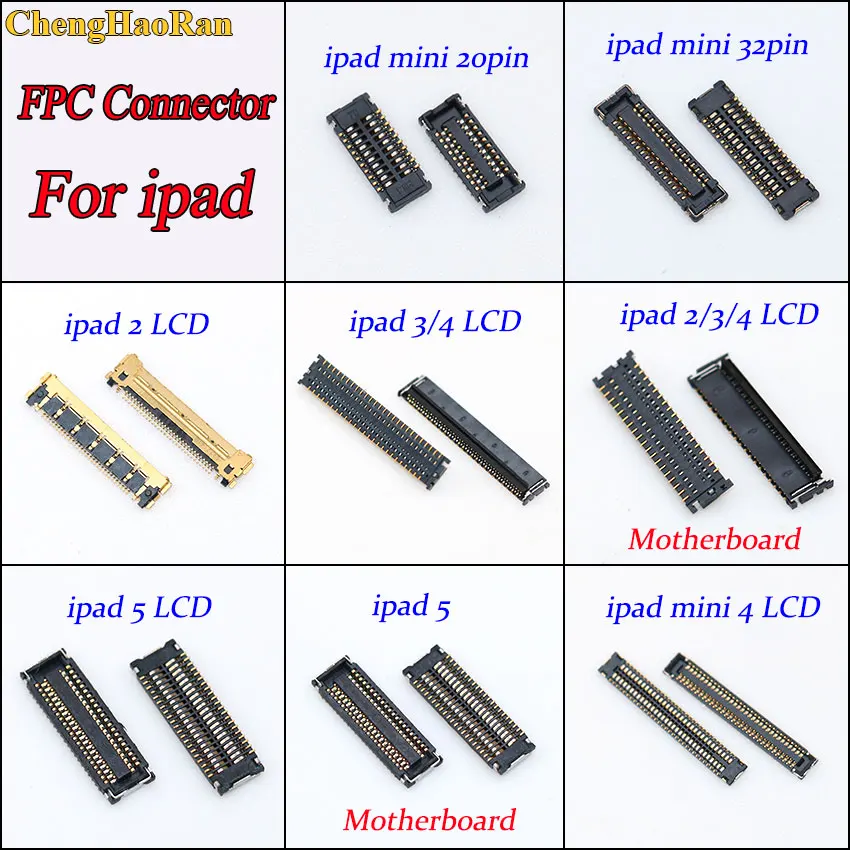 1pcs LCD Display screen FPC Connector Port Plug For ipad 2/3/4/5 Mini4 Mini 20pin 32pin on motherboard Mainboard replacement