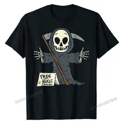 Free Hugs Grim Reaper Funny Pun Scary Halloween Costume Boys T-Shirt Top for Men Gift Tops Shirts Discount Design Cotton