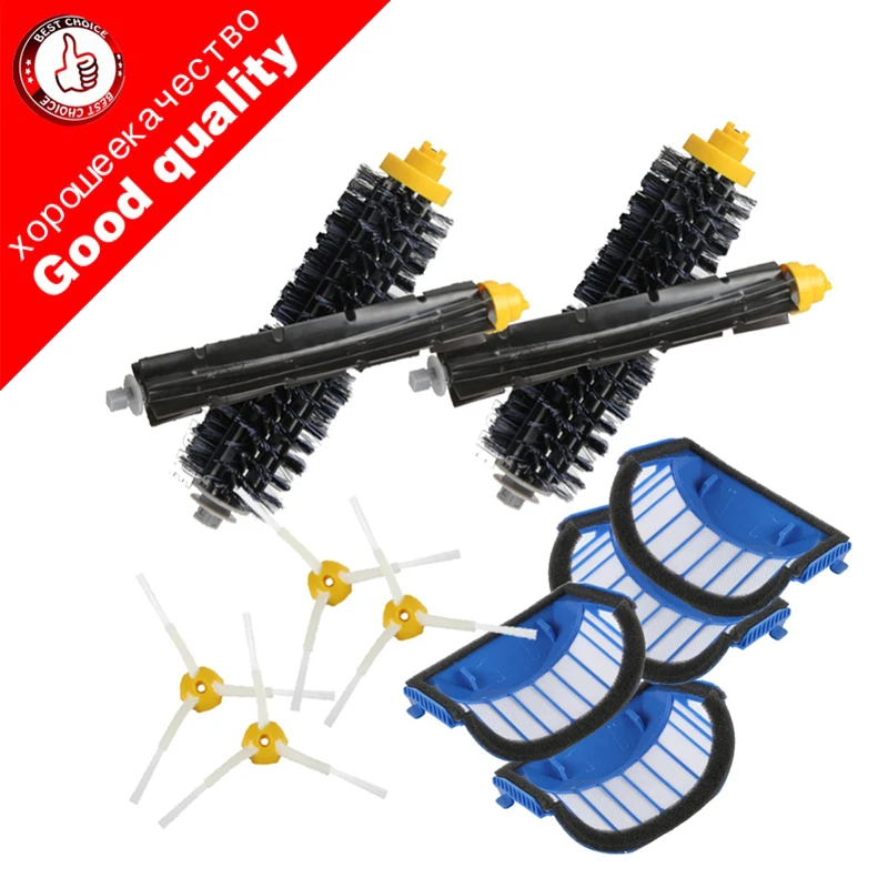 4 Blue AeroVac Filter + 2ชุดแปรงหลัก + 4แปรงด้านข้างสำหรับIRobot Roomba 600 Series 620 630 650 660อุปกรณ์เสริมเปลี่ยน