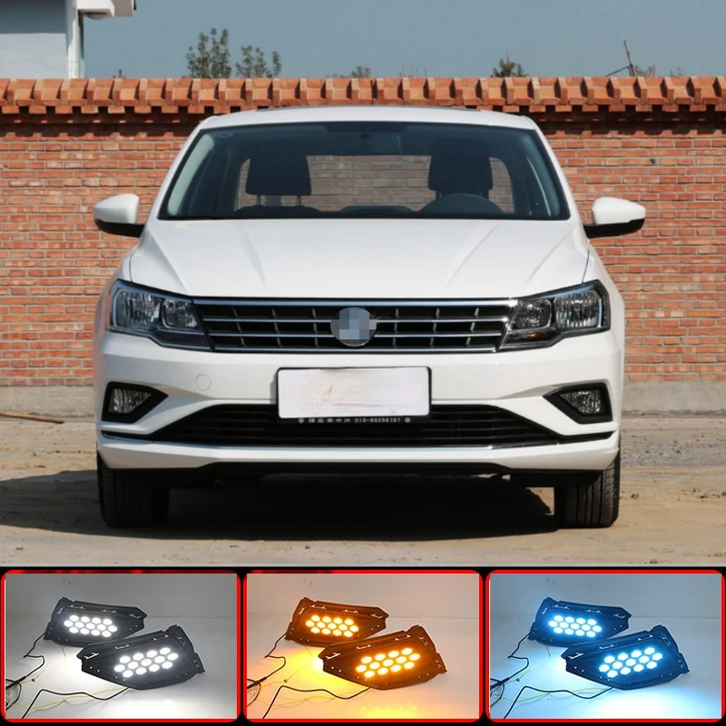 

2PCS LED Daytime Running Light For Volkswagen VW Jetta 2017-2019 Dynamic Yellow Turn Signal Relay 12V Car DRL Lamp