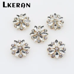 LKERAN 10Pcs 21mm Mini Flower Metal Shank Diy & Crafts Clothing Rhinestones Buttons For Needlework Sewing Accessories