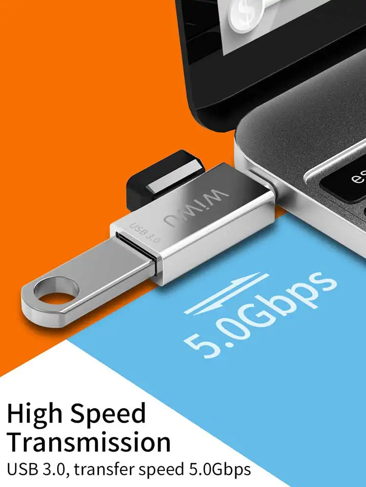 WIWU Dual USB 3.0 Hub Date Transfer And Charging Device Type-c Hub Portable USB 3.0 High Speed Transmission USB Type C Hub