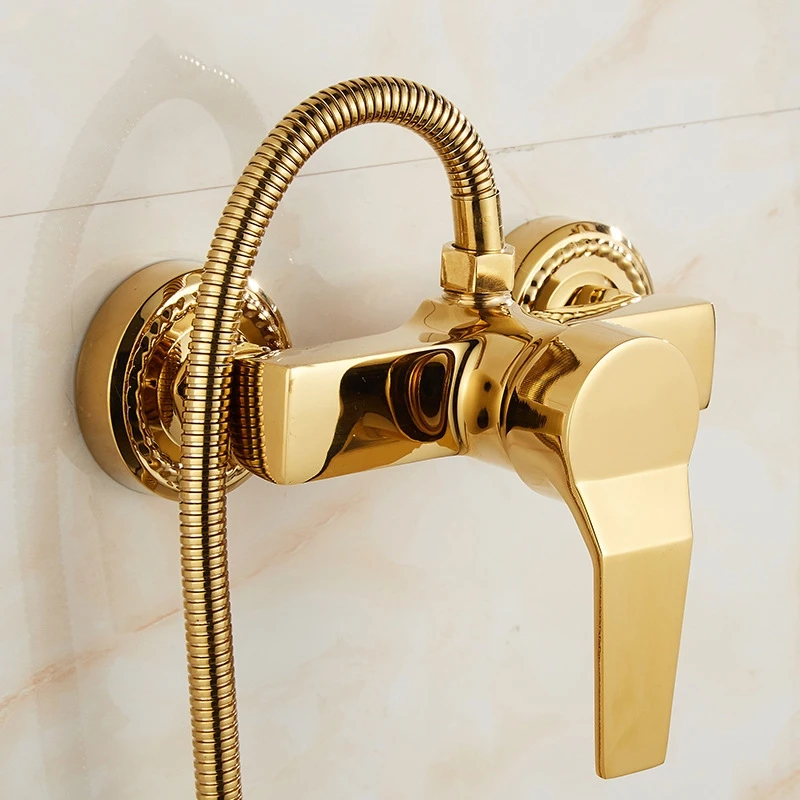 Imagem -03 - Sistema de Montagem na Parede do Chuveiro Bronze Titânio Torneira Água Quente e Fria com Bronze Handshower Mixer