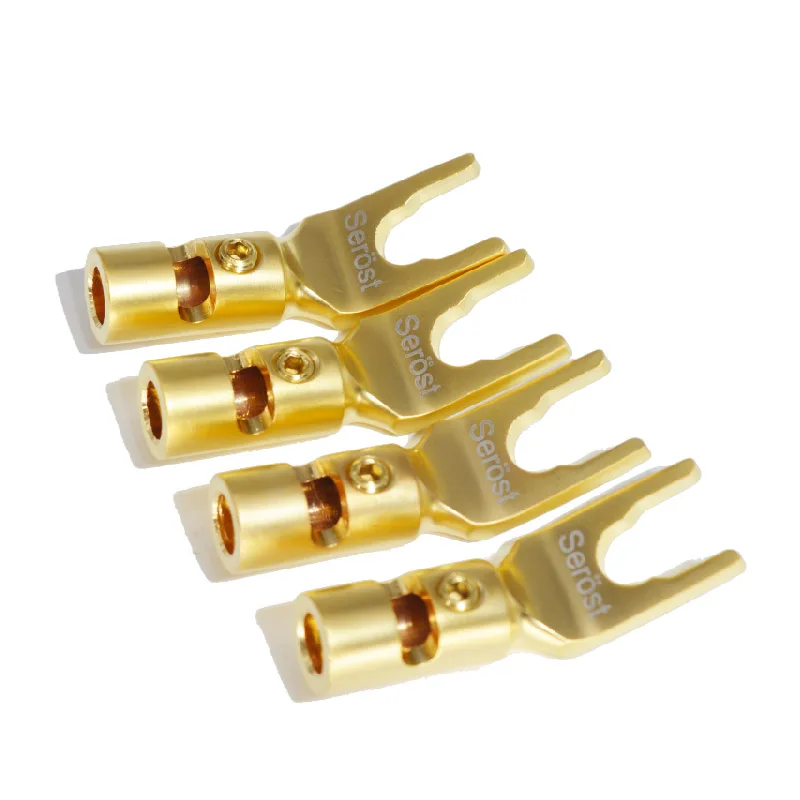 HiFi Serost YY Type Y Type U HiFi Speaker connectors Banana Plugs pure copper Connectors Speaker connectors