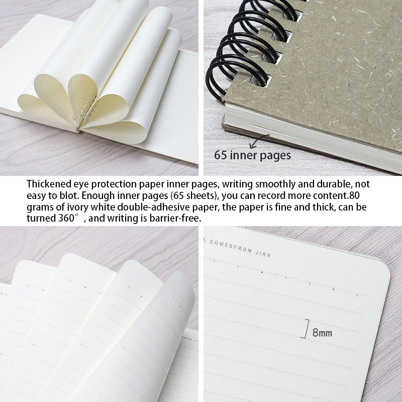 A5/B5 Color Cover Notebook Horizontal Line 130 Pages Daily Writing Notepad Planner Office School Supplies Stationery