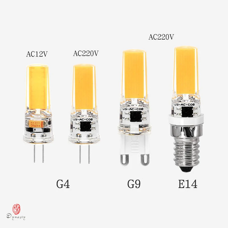 10PCS/lot LED COB G4/ G9/ E14 Bulbs 12V/ 220V Lamp Bulbs for Spotlight Chandelier Hanging Lighting Fixture Replace Halogen Bulb