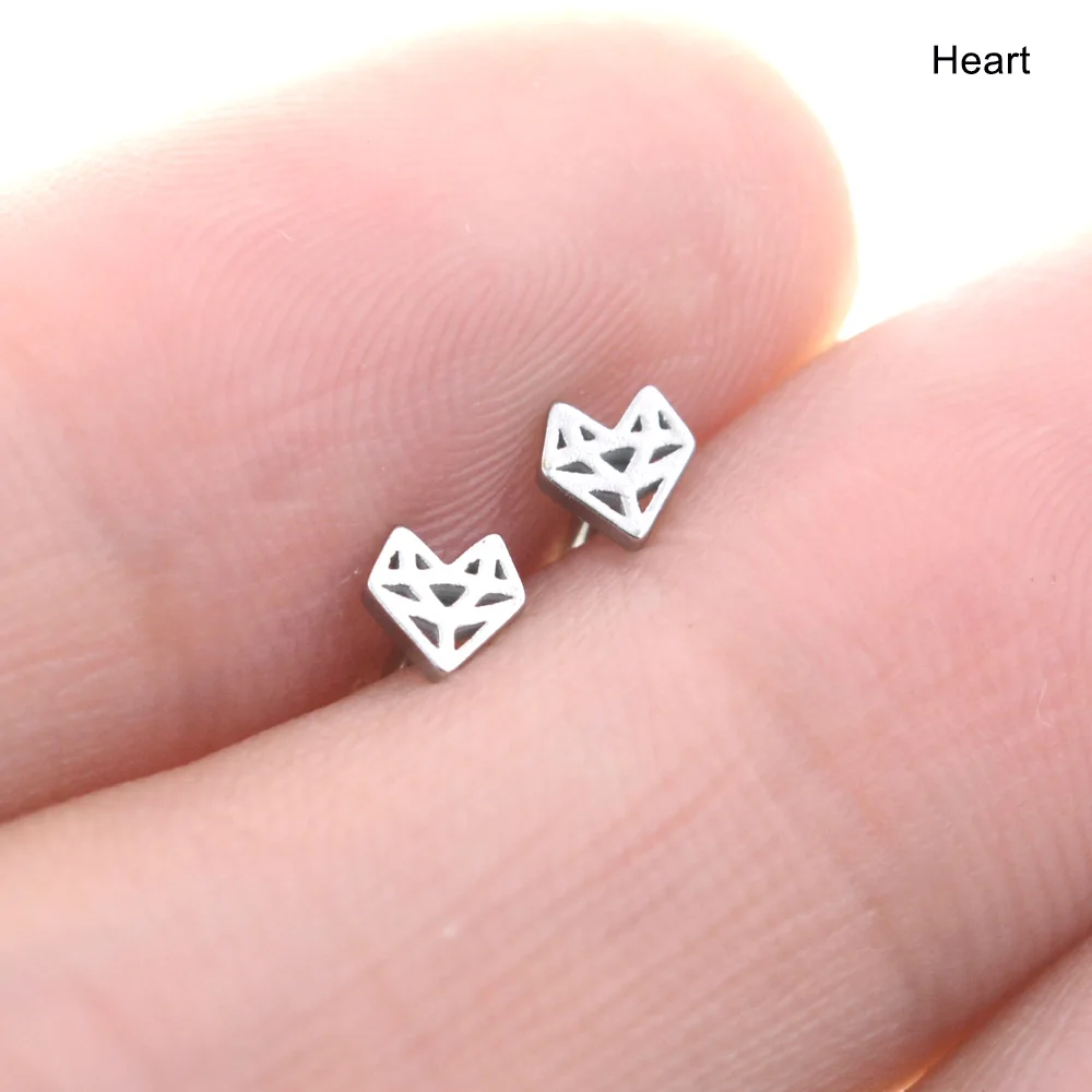 New 2Pcs 16G Bar Hollow Rabbit Earrings Heart Nose Stud Labret Ear Piercing Helix Tragus Cartilage Conch Lip Ring серьги Jewelry