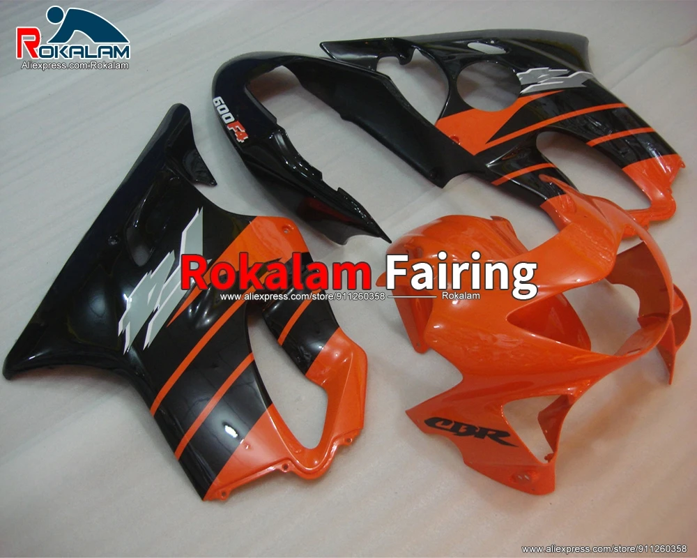 

Hulls For Honda CBR600 F4 1999 2000 CBR 600 F4 99 CBR 600 00 Aftermarket Motorbike Orange Black Fairing Kits (Injection Molding)