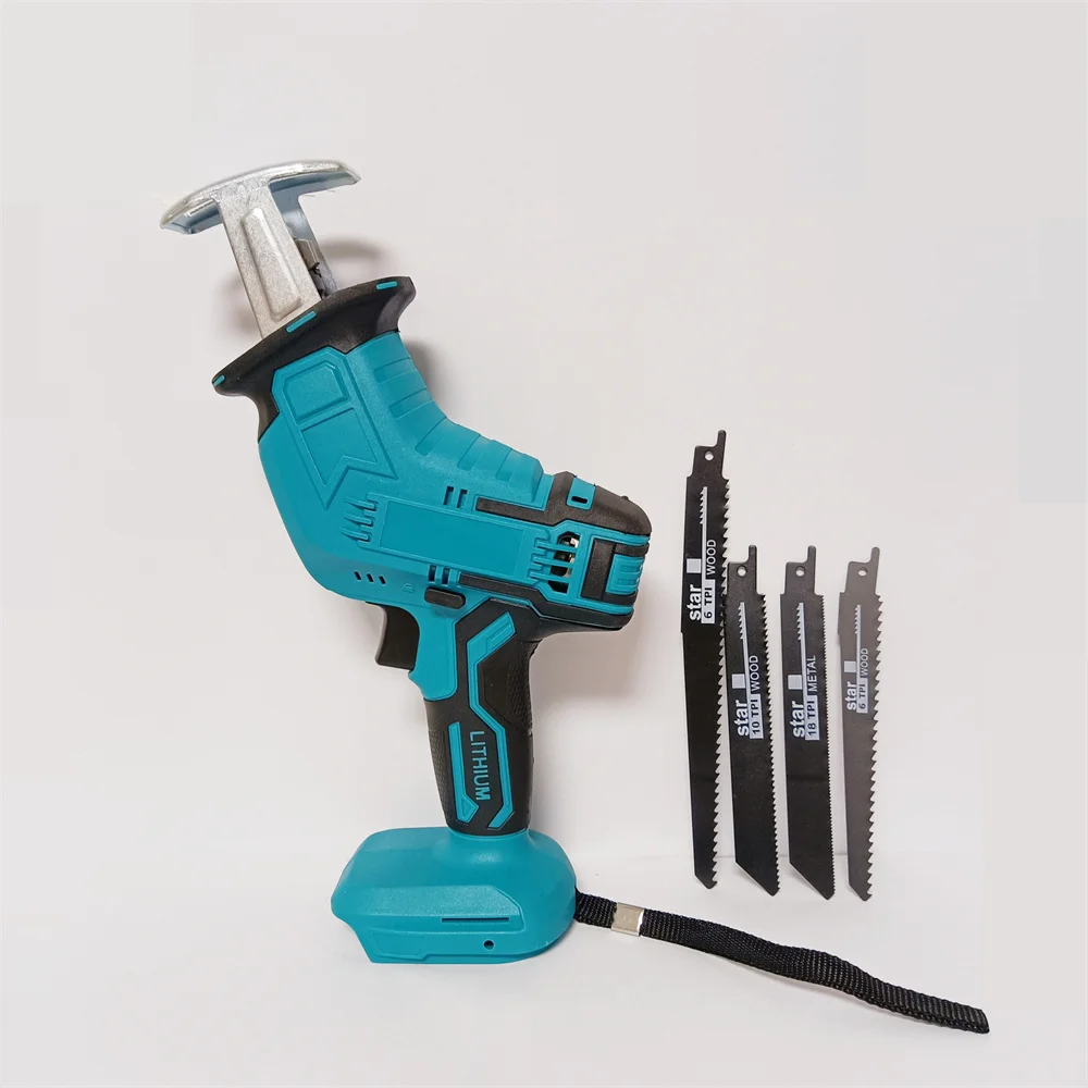 Cordless Electric Reciprocating Saw With 4 Blades Variable Speed Metal Wood Cutting Tool Electric Saw For Makita 18V Battery