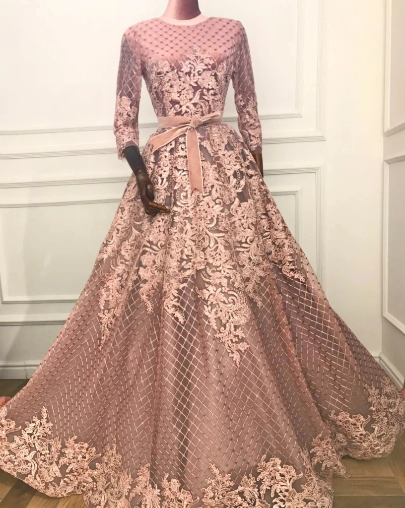 Moroccan Muslim Evening Dresses A-line Scoop 3/4 Sleeves Appliques Long Turkey Dubai Saudi Arabia Prom Dress Gown Customized