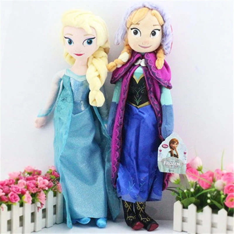 Disney Movie Frozen Plush Doll Elsa Anna Princess 40CM 50CM Stuffed Plushie Kids Pillow Birthday Toy