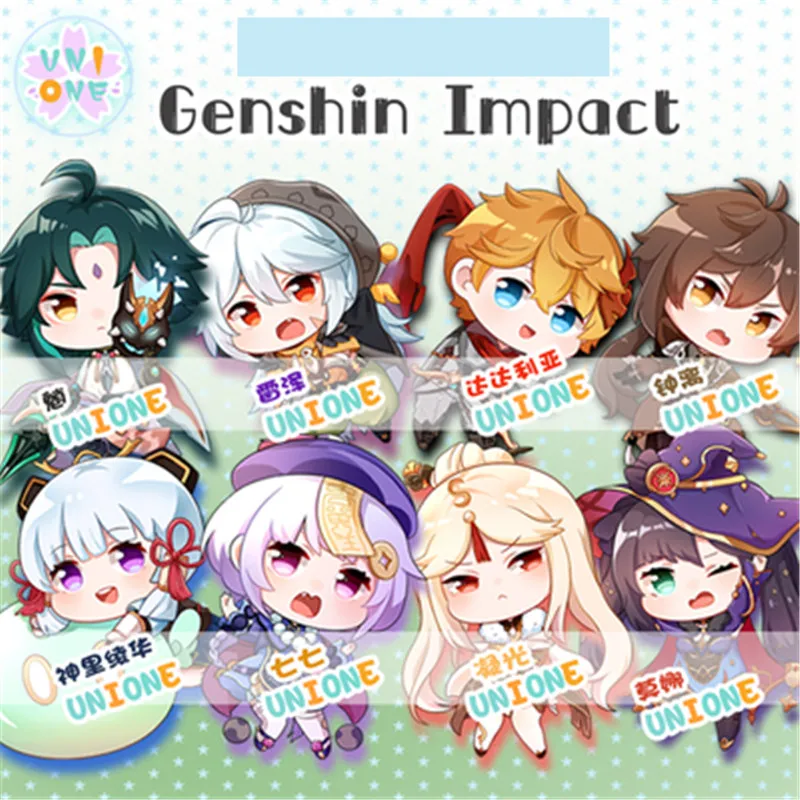 GENSHIN IMPACT Peripheral Keychain Standing Badge Pendant AlBEDO KEQING KLEE ZHONGLI