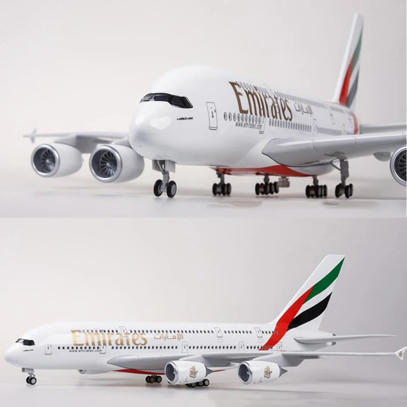 36cm 1/200 Scale Airplane Model 380 A380 Airline Aircraft Toy with Light & Wheel Diecast Plastic Resin