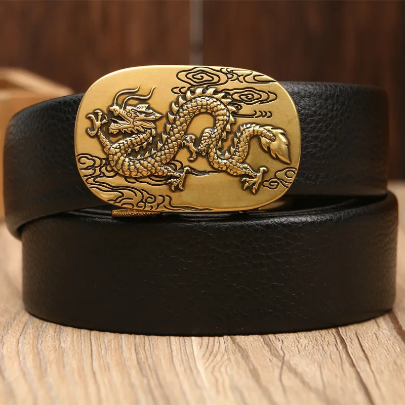 Men's leather belt solid color paint surface multi-style automatic buckle belt business casual versatile belt