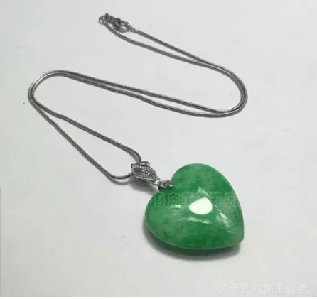 100% Natural green jade pendant necklace with 925 sterling silver heart jade necklace women pendants silver 925 jewelry necklace