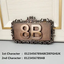 Door Plate House Number Frame ABS Plastic Imitation Metal Bronze Customize Sign Apartment Address Mailbox Hotel Number Sticker