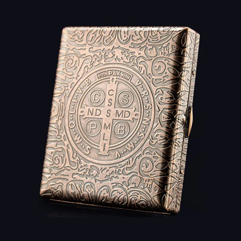 Hot Vintage Copper Cigarette Case 20 Sticks Constantine Cigarette Boxes Tobacco Holders Anti-pressure Smoking Accessories