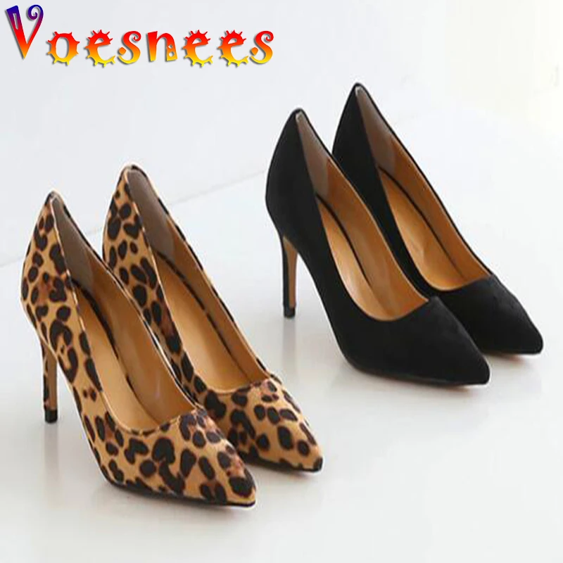 Voesnees 2021 New Pointed Toe Women Shoes Spring Autumn   Fashion Leopard Print Pumps Stiletto Shallow Mouth Nightclub High Heel