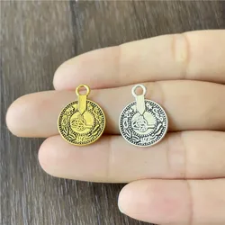 Ju Yuan Metal alloy disc Ottoman tugra logo pendant for jewelry making DIY bracelet necklace accessory charms