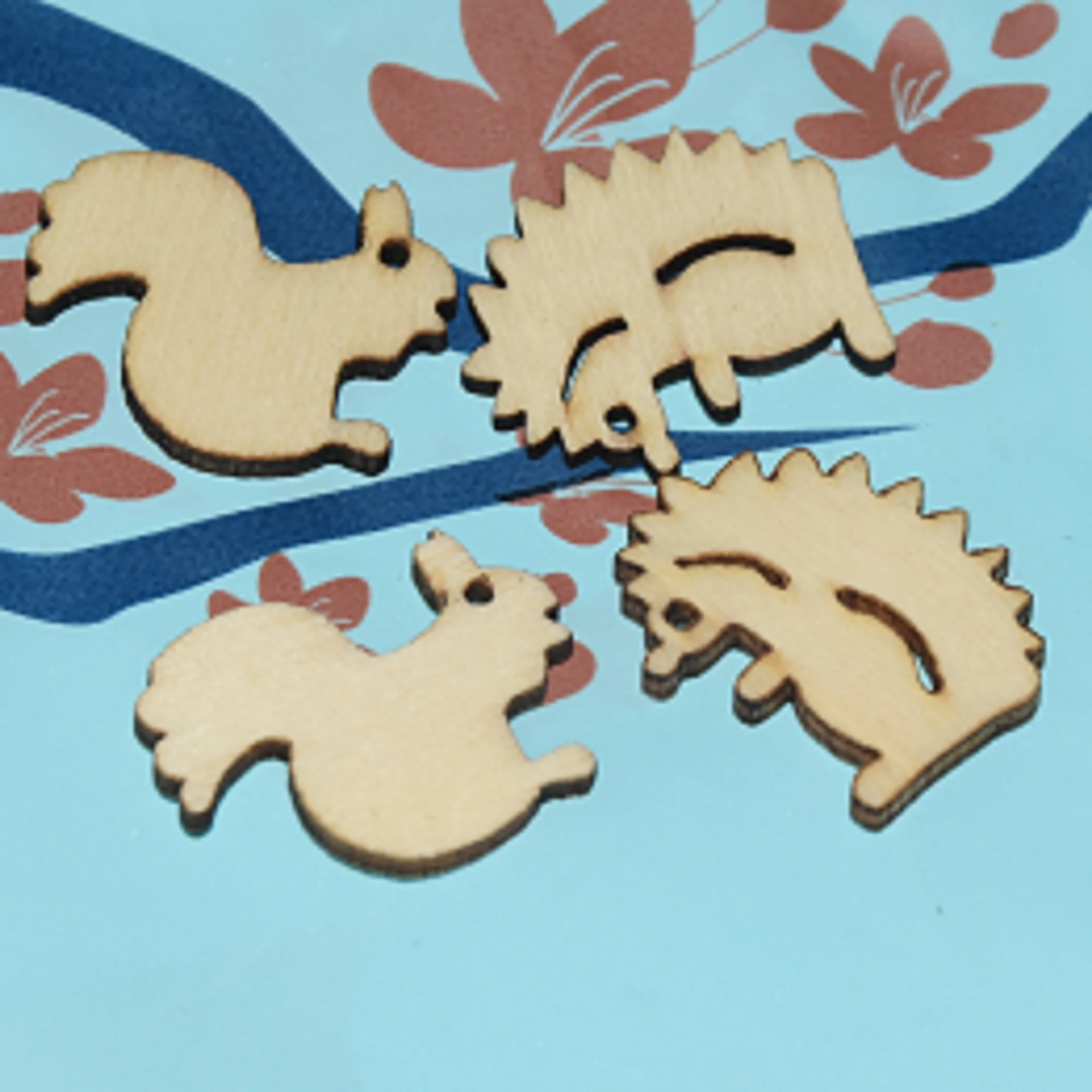 30Pcs Animal Plant Vegetable Mixed Wooden Chips DIY Decorative Embellishment Crafts Home Decoration Scrapbook Hand-made Graffiti