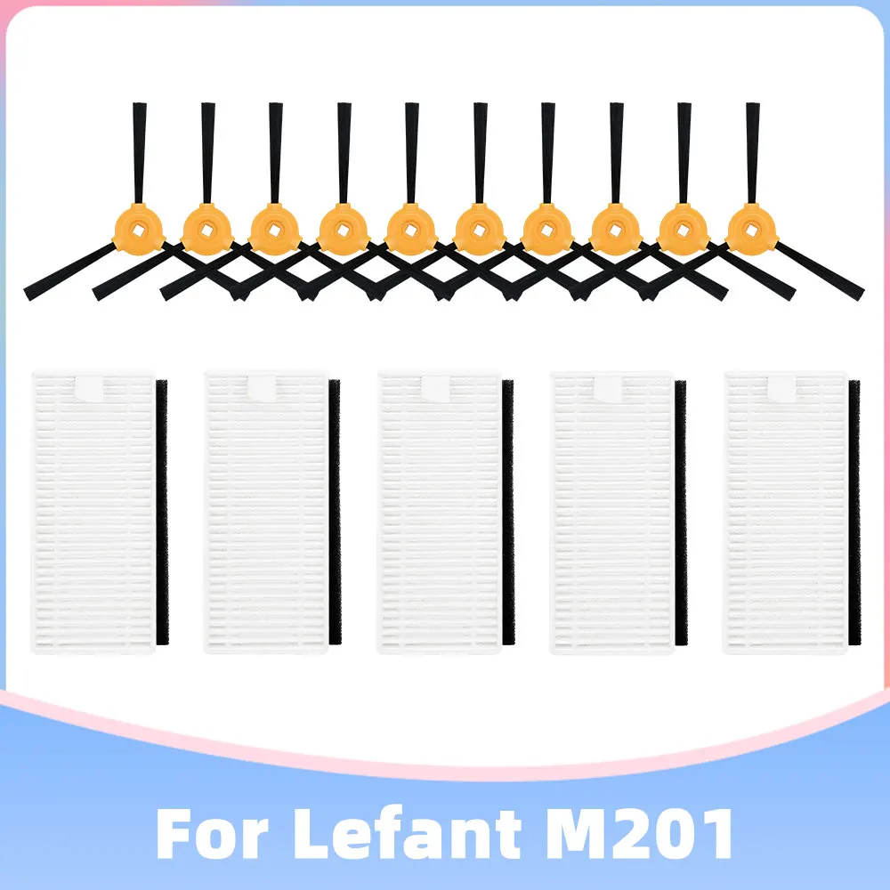 Lefant 로봇 진공 청소기 교체 헤파 필터 사이드 브러시 예비 부품, M200, M201, M501, M520, M571, T700
