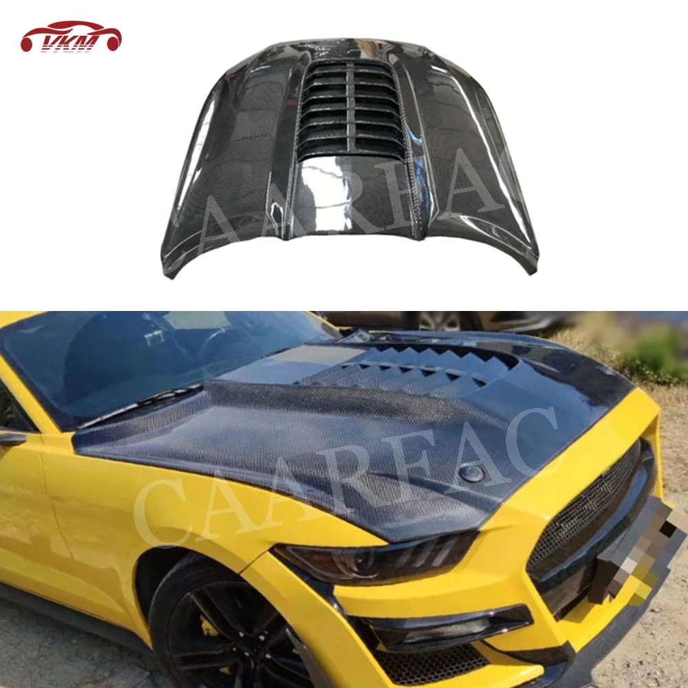 

Carbon Fiber Front Engine Hood for Ford Mustang Coupe Convertible 2 Door 2015-2017 Car Air Vent Trim Grill Bonnet Cover