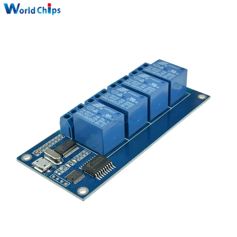Dc 5V 4 Kanaals 4ch Micro Usb Relay Module Usb Control Controller Relay Board Seriële Poort 4 Way Communicatiemodule