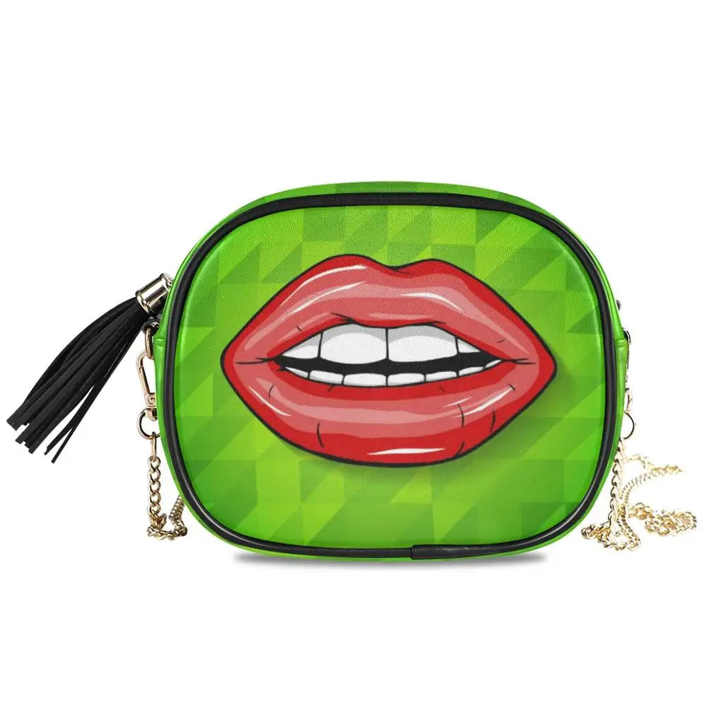 

Green Crossbody Bags For Women 2020 High Quality PU Leather Shoulder Bag fashion Mini Sexy red lips Design Female small purse