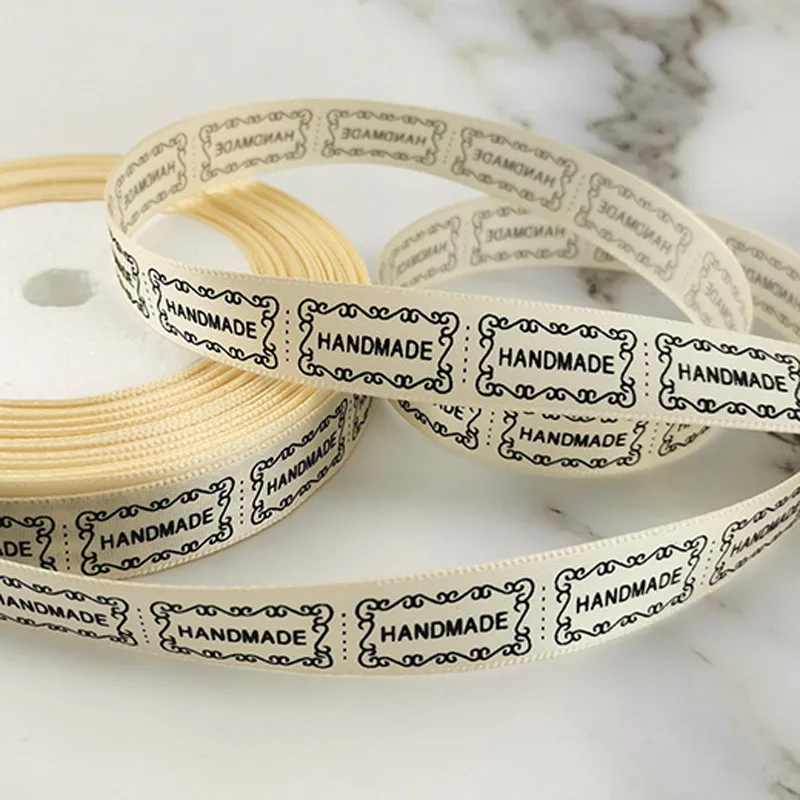 (25 yards/lot) 15mm White and Black Printed Satin Ribbon Wholesale Pretty Packing Ribbons