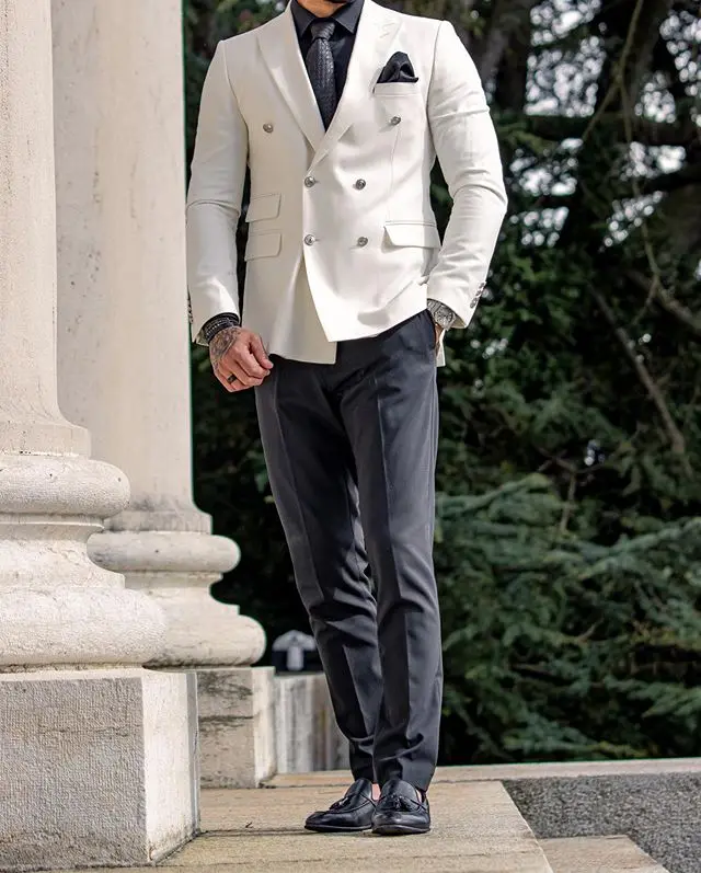 Costume 2 pièces avec veste et pantalon pour homme, vêtement formel de mariage, avec deux boutons, sur mesure, 2020