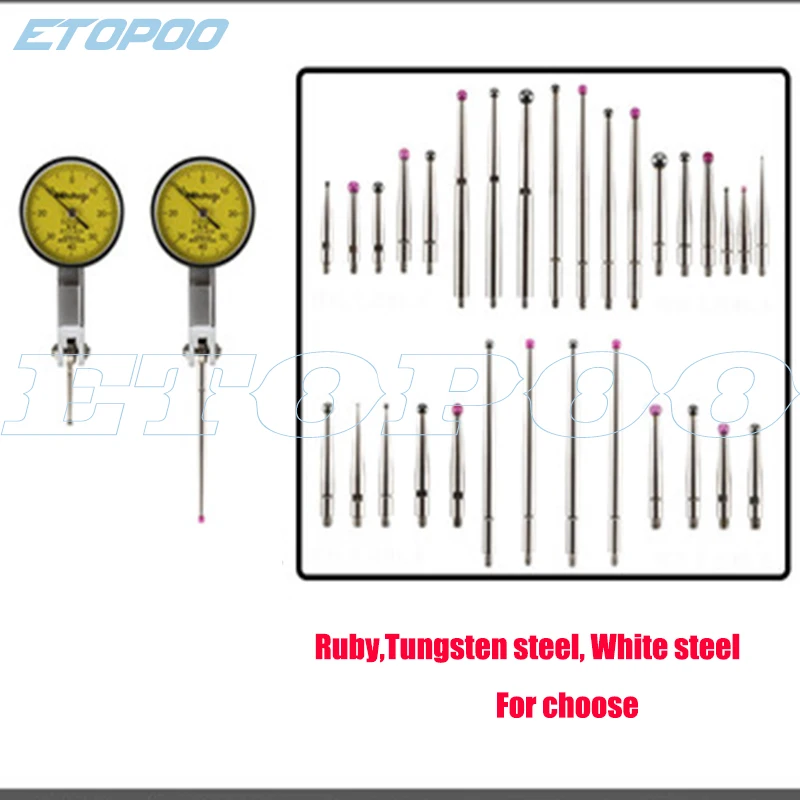 Contact Points for Dial Test Indicator Ruby Tips 2mm Ball Diameter 18mm Length M2.0 Thread Measurement Analysis Instrument Gauge