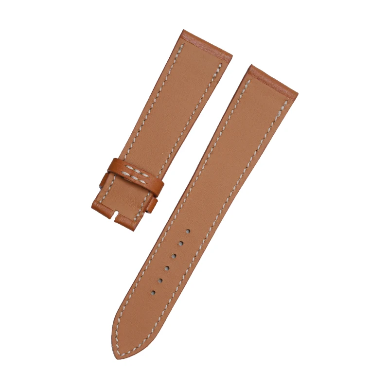 SAUPPO Suitable for Hermes HH1.201.130 028104 020997 036793 17mm 20mm Calf Skin Leather Smooth Grain Watch Band Strap