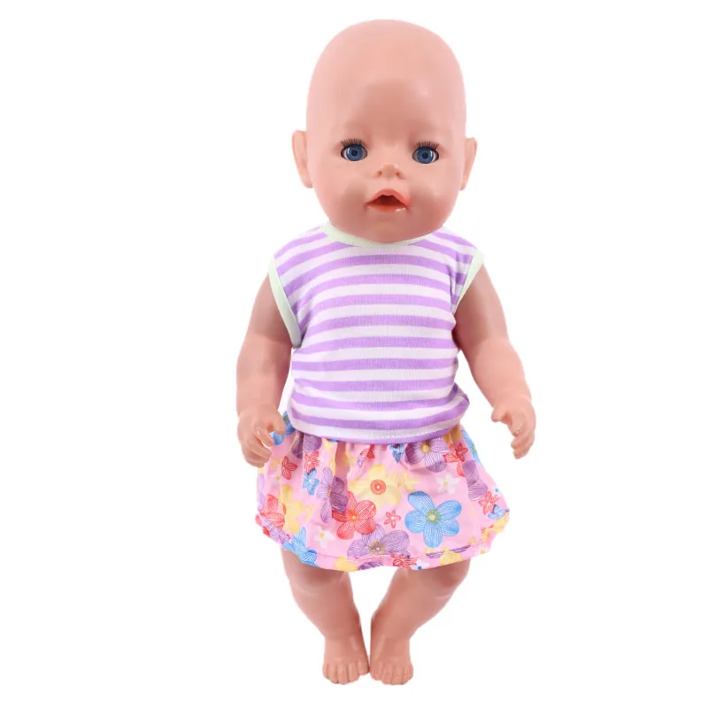 Doll Clothes 25Style Series Purple Dress Handmade Sweater For 18Inch American Doll & 43 Cm Reborn Baby Clothes Accessories,Gifts