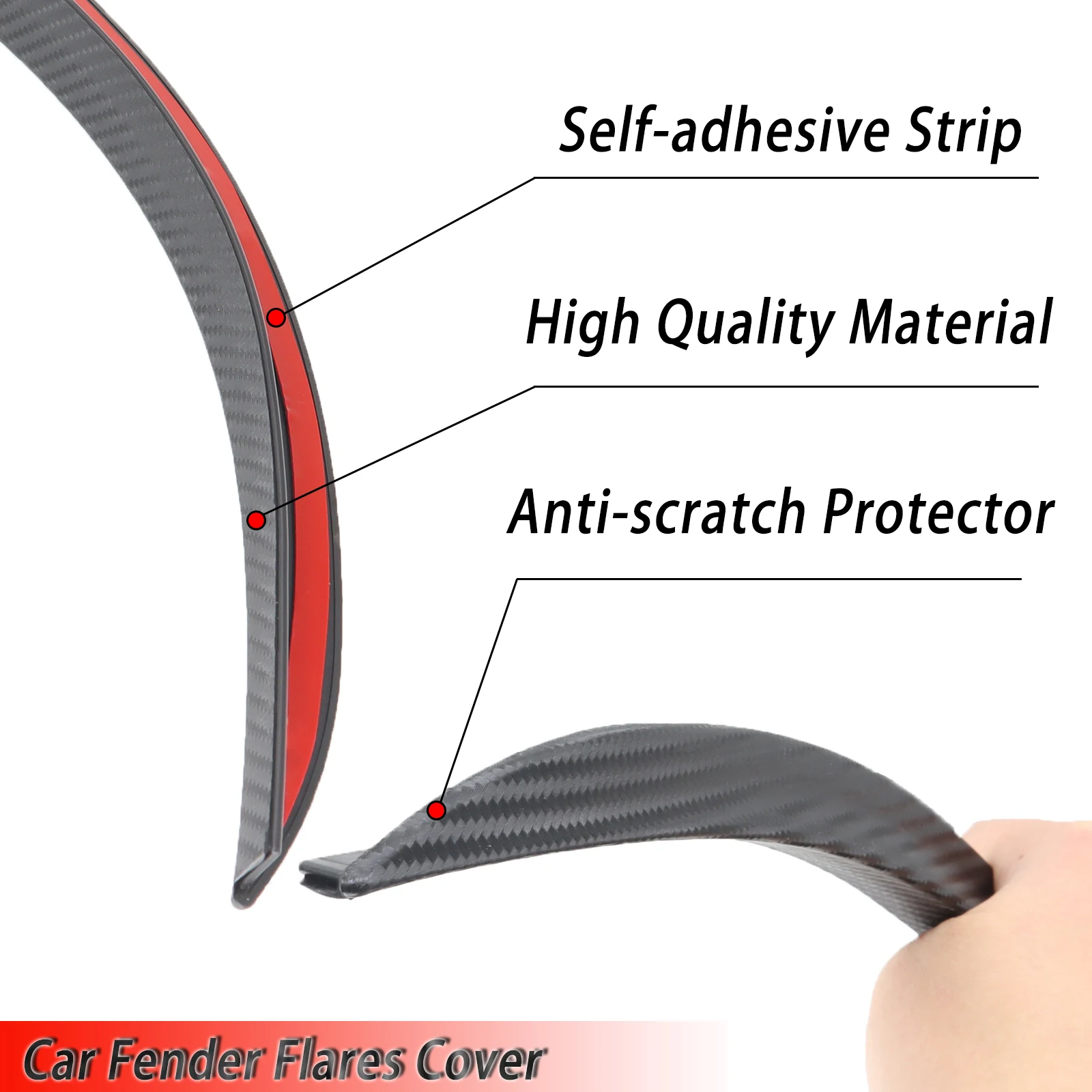 2pcs Car Arch Wheel Fender Flare Extension Protector Lip Anti-Scratch Soft Strip Wheel Eyebrow Lip Fender Flares Car Truck SUV