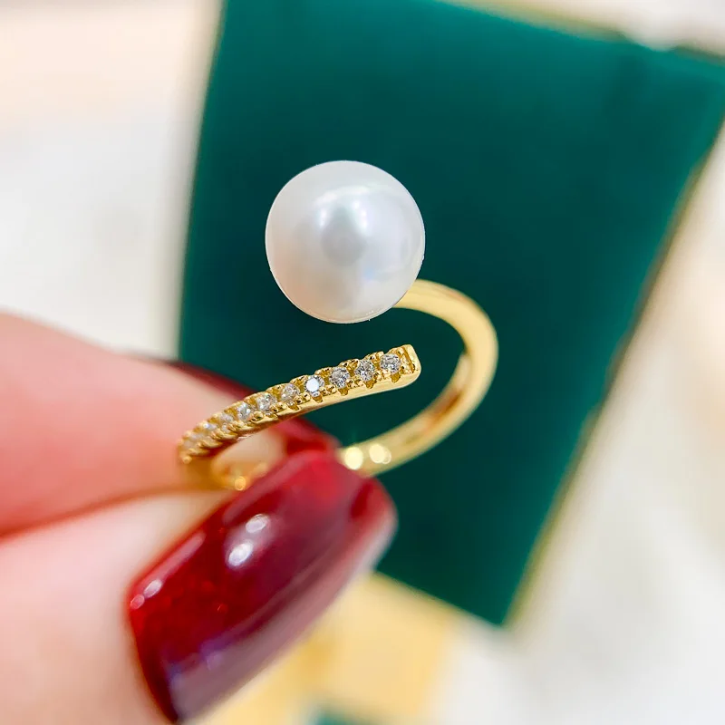 

Women DIY Pearl Rings Settings For 6-8mm Adjustable Pearl Rings Jewelry Making Components