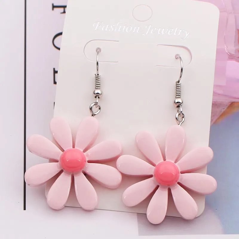 Summer Daisy Earrings Korean Rainbow Pendants Lovely Drop Earrings For Women Girl Cute Fashion Jewelry oorbellen Gifts