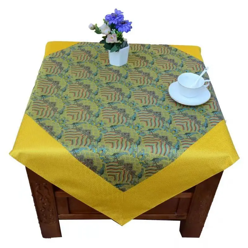 Custom Luxury Jacquard Small Cabinet Dust Protection Cover Chinese Silk Satin Side Tablecloths Bedside Table Covers Cloth