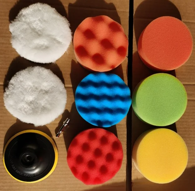 10Pcs Buffing Pad Set Thread 4 inch Auto Car Polishing Pad Kit for Car Polisher + Drill Adaptor M10 Power Tools Accessories